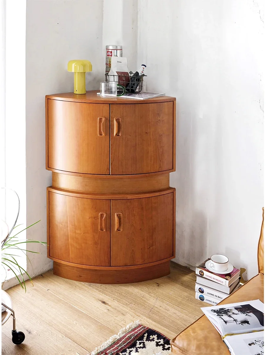 Combination Small round Corner Cabinet Silent Cherrywood Does Not Occupy Space Freely Stacked