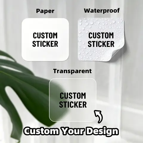 Custom Square Stickers Personalized Logo Text Image Paper Waterproof Transparent Customized Small Vinyl Decals Labels