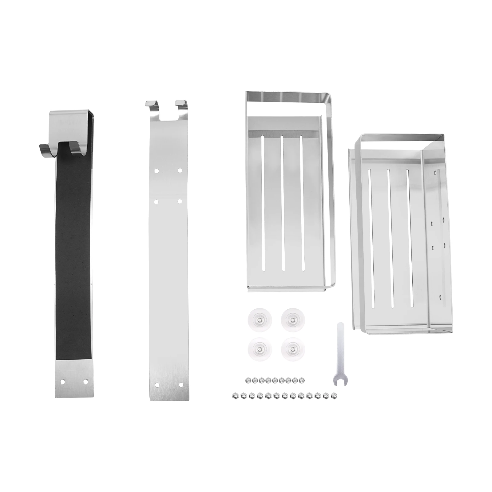 304 Edelstahl 2-stufiges Badezimmerregal, hängender Duschorganizer mit 15 kg Tragkraft, rostfreies, platzsparendes Aufbewahrungsregal für Badezimmer und Küche (Silber) – Detail 13