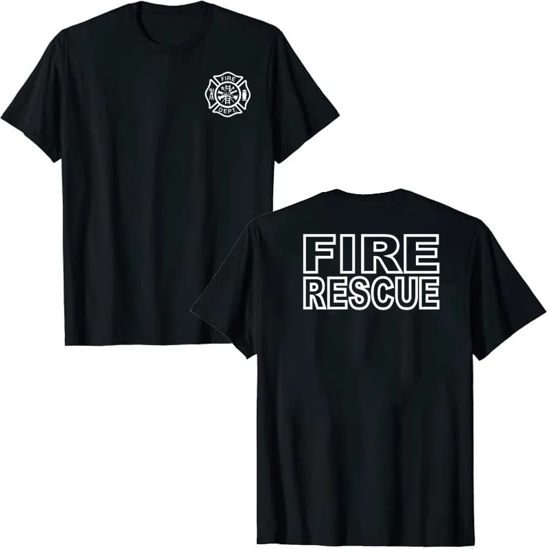 Fire Rescue T-Shirt Firefighter Maltese Cross Fire Department Women Men Clothing Short Sleeve Blouses Graphic Tee Tops