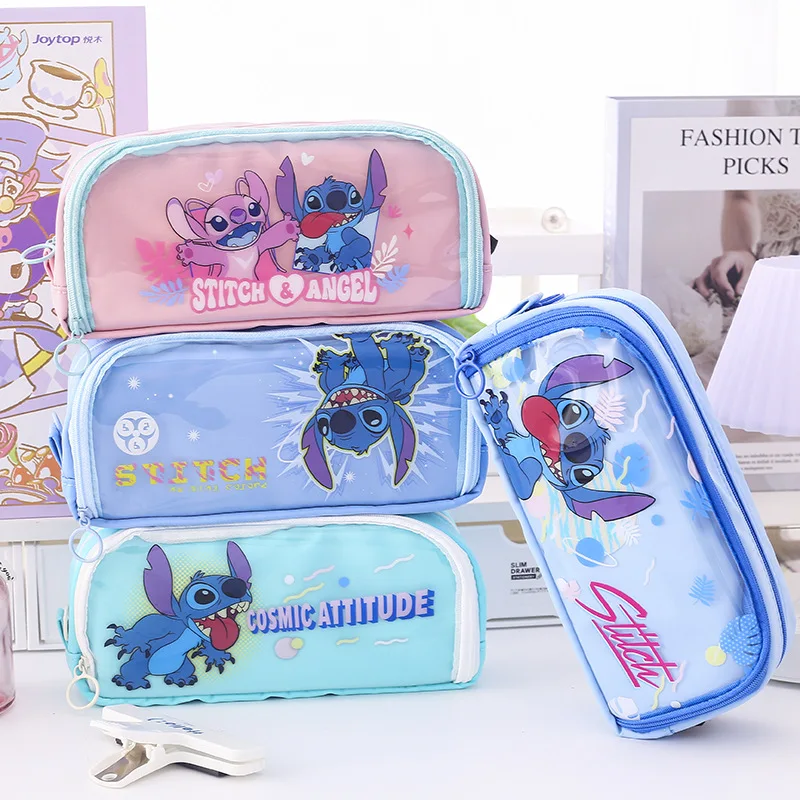 Disney Stitch Series Pencil Bag Cartoon Pencil Case Large Capacity Pencil Case for Storing Stationery School Supplies