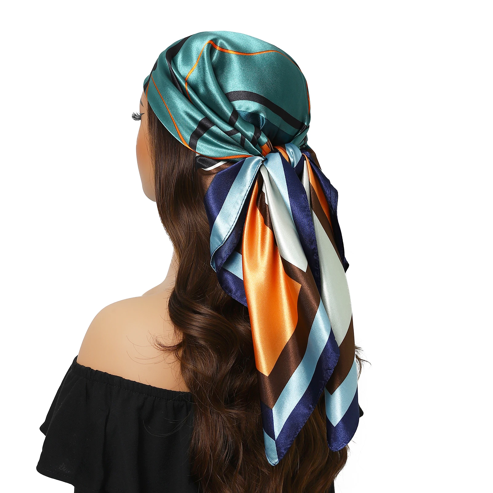 Fashion print Foulard Satin Headcloth Summer 90X90CM Bandanna, 1 piece of 35.4 inches Square Shawls, Women Luxury Brand Kerchief