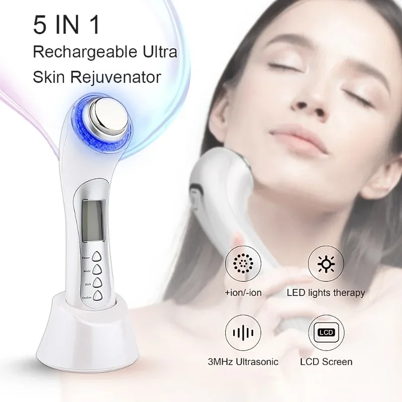 3MHzultra Sonic Galvanic Phototherapy Bio Vibration Facial Beauty Massage Device Face Beauty Equipment Instrument