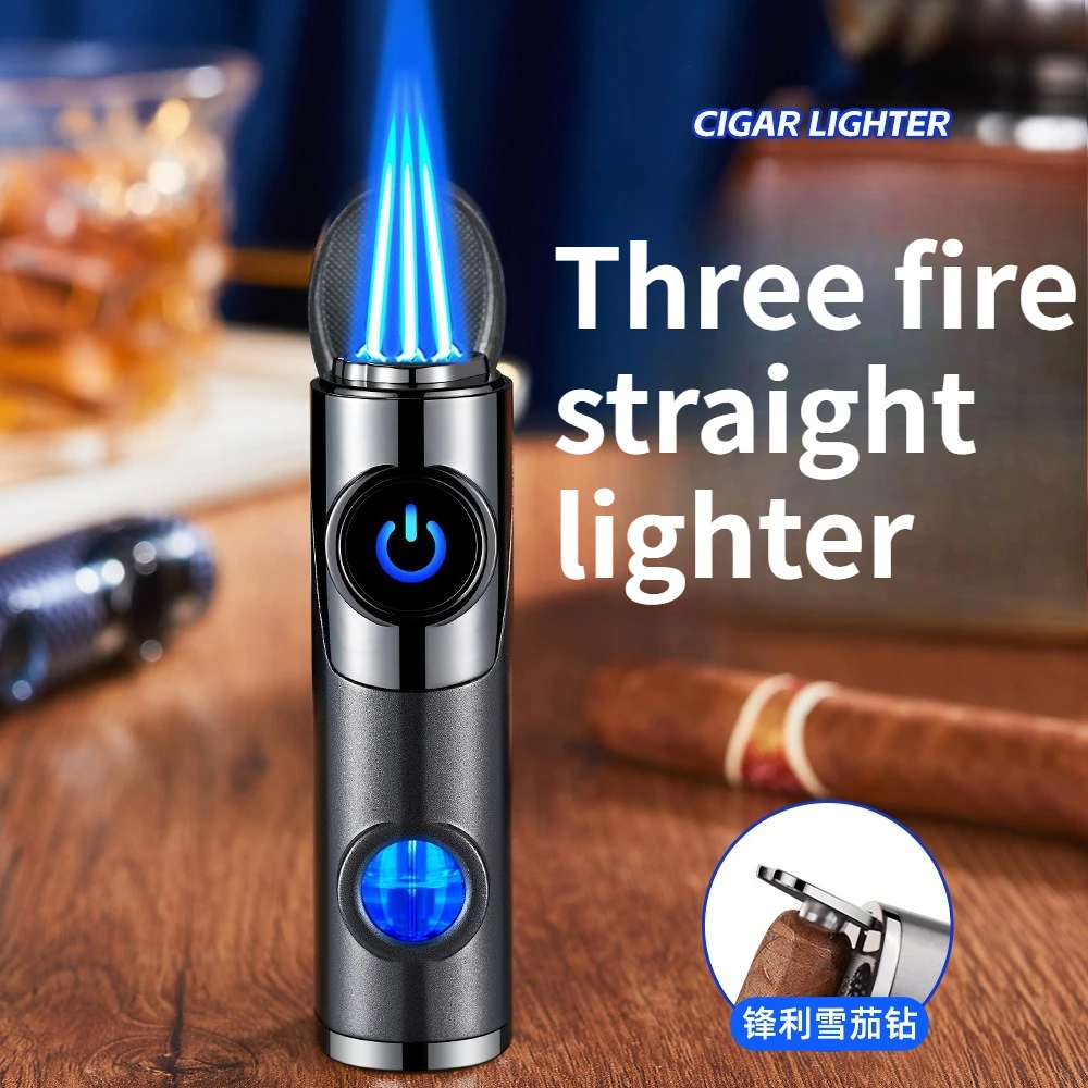 

New Three Dash Inflatable Windproof High Power Inflatable Induction Lighter with Cigar Ignition and Transparent Windows