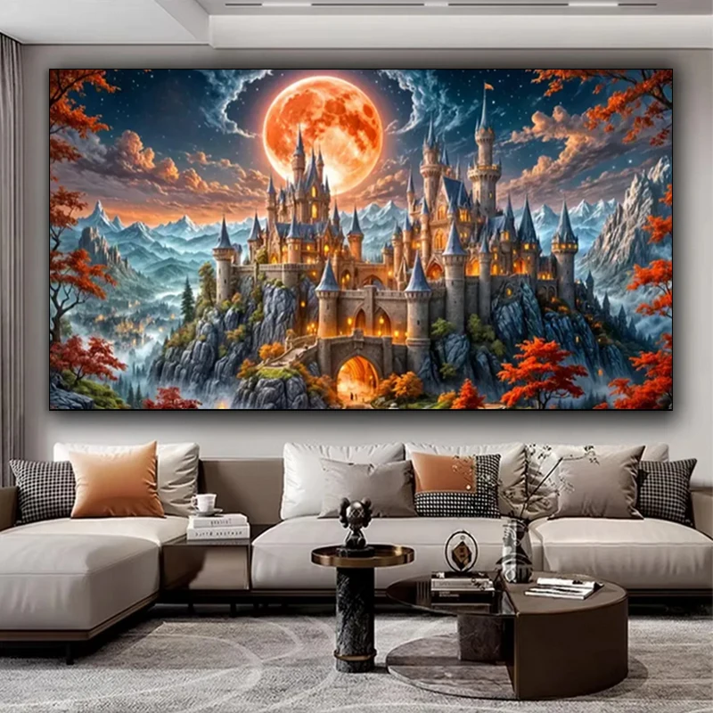 

Beautiful Castle Landscape New 5D Diy Diamond Painting Cross Stitch Landscape Full Drill Mosaic Embroidery Pictures 100x200cm