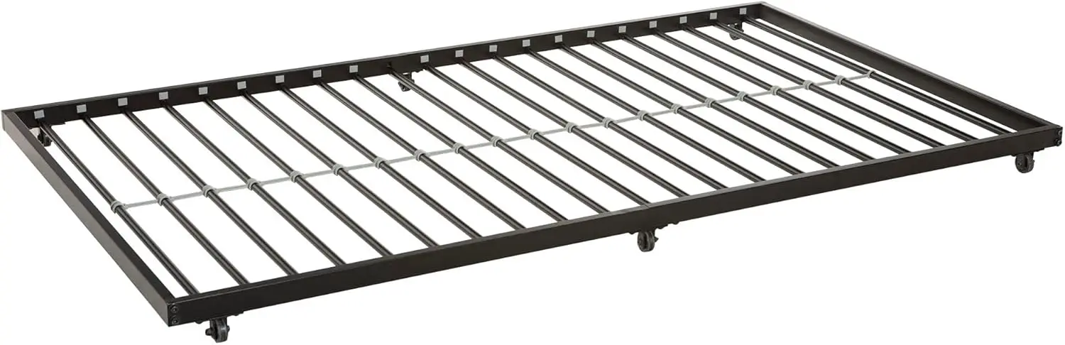 

Twin Roll-Out Trundle Bed Frame only with Wheels, Black
