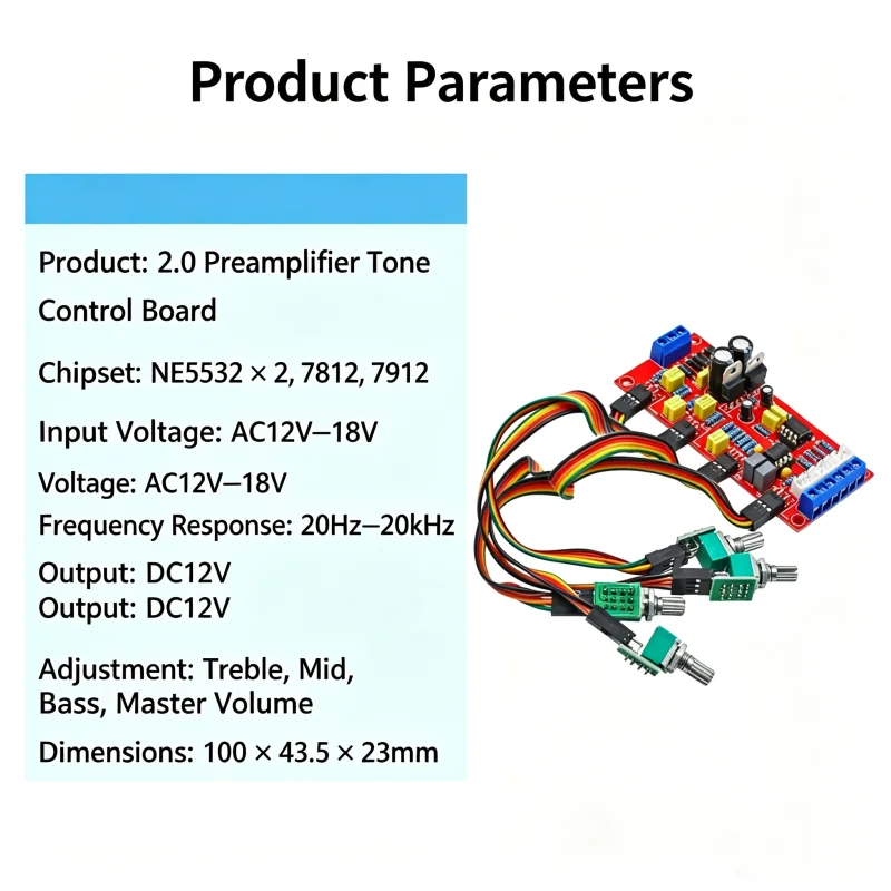 1pcs/lot Hifi audio amplifier front-end tone board, high and low frequency adjustment, high fidelity NE5532 front-end module
