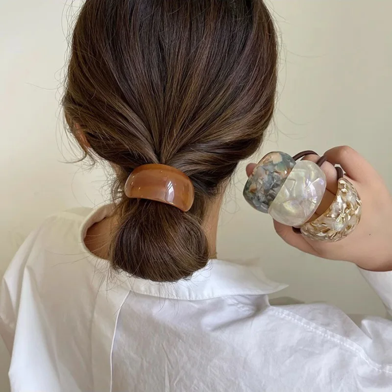 Laços de cabelo femininos elegante rabo de cavalo faixa de borracha elegante adulto laços de cabelo para menina bonito cor de café simples high-end sensação atacado