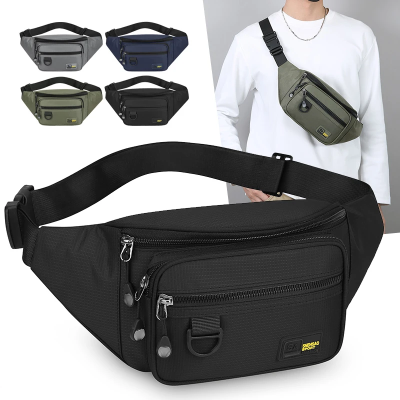 Large Capacity Waterproof Waist Bag Durable Nylon Multi Pocket Belt Pouch For Men Women Business Travel Motorcycle Riding Gear