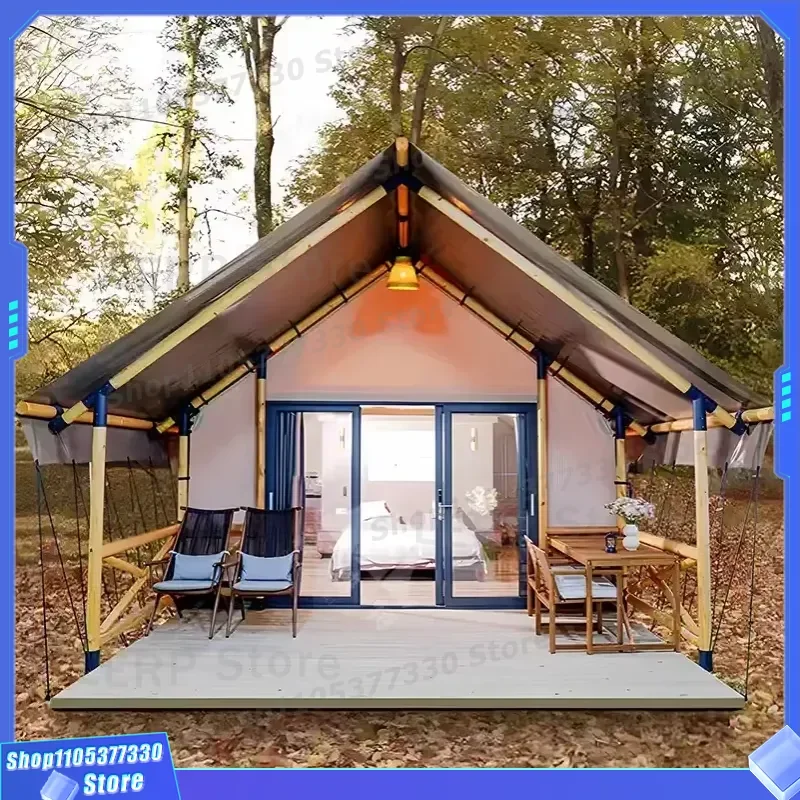 Double Layer Nomad Tent Loft Design Two-Storey Glamping Shelter Optional Washroom Oxford Cloth Material Waterproof All