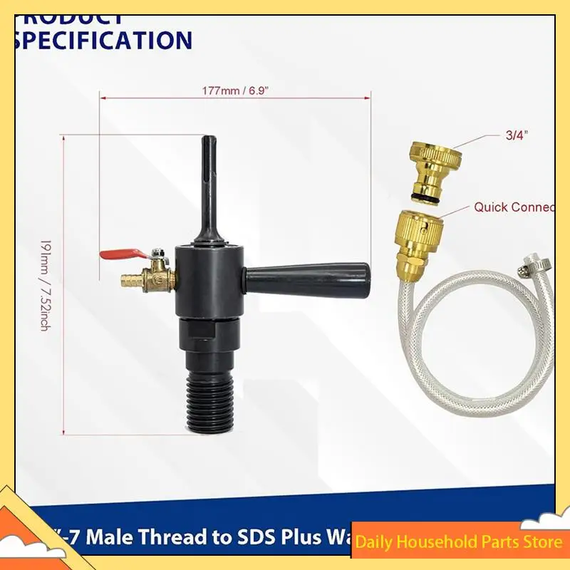1 1/4In-7 Male To SDS Plus Drill Adapter Kit- Water Injection Capable,Includes Solid Brass Hose Quick Connector And Hose HOT!