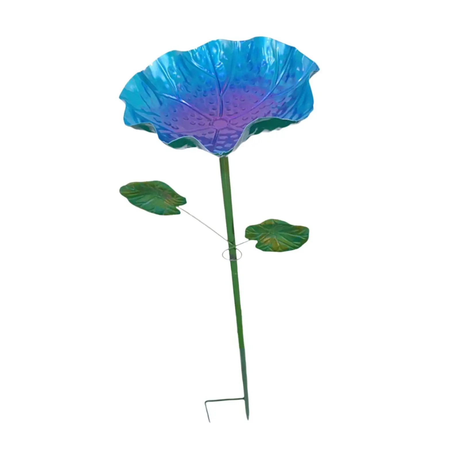Garden Bird Bath Bowl with Metal Stake Stand, Lotus Leaf Shape Birdbath Bowl Pedestal for Outdoors, Garden, Yard, Lawn, Outside