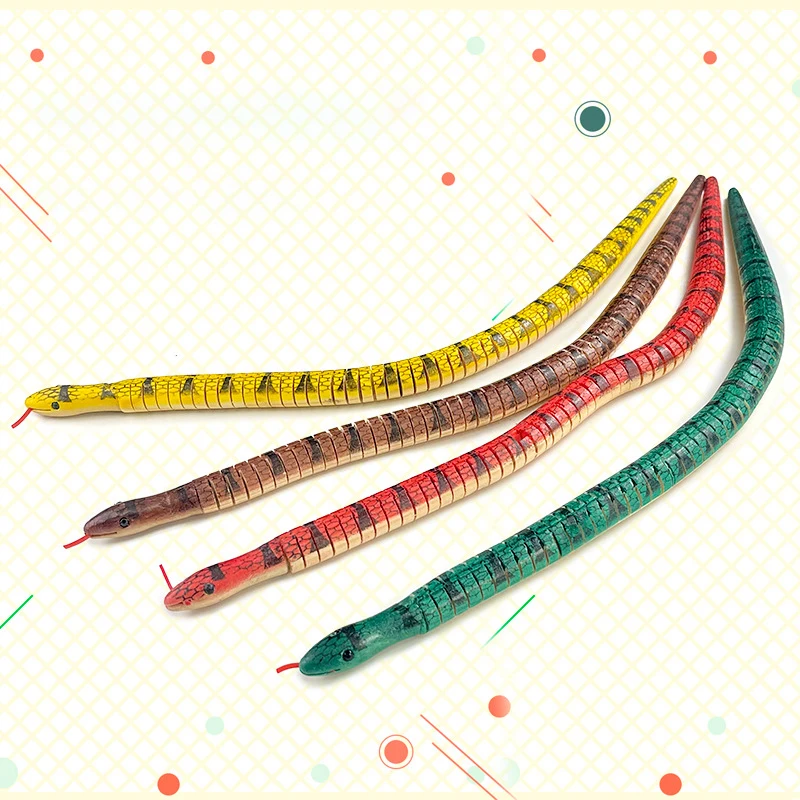 1Pcs Fun Simulation Wooden Small Snakes Flexibility Fake Bendy Snake Toy Novelty Children Trick Toy Kids Toy Party Festival Gift