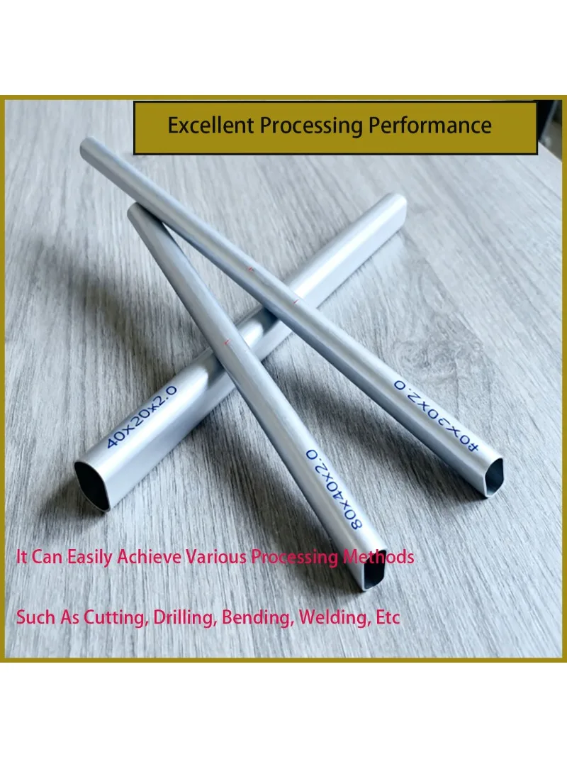 Tube ovale plat creux en alliage d'aluminium – Matériau de bricolage pleine taille pour la fabrication de cadres et les projets d'artisanat