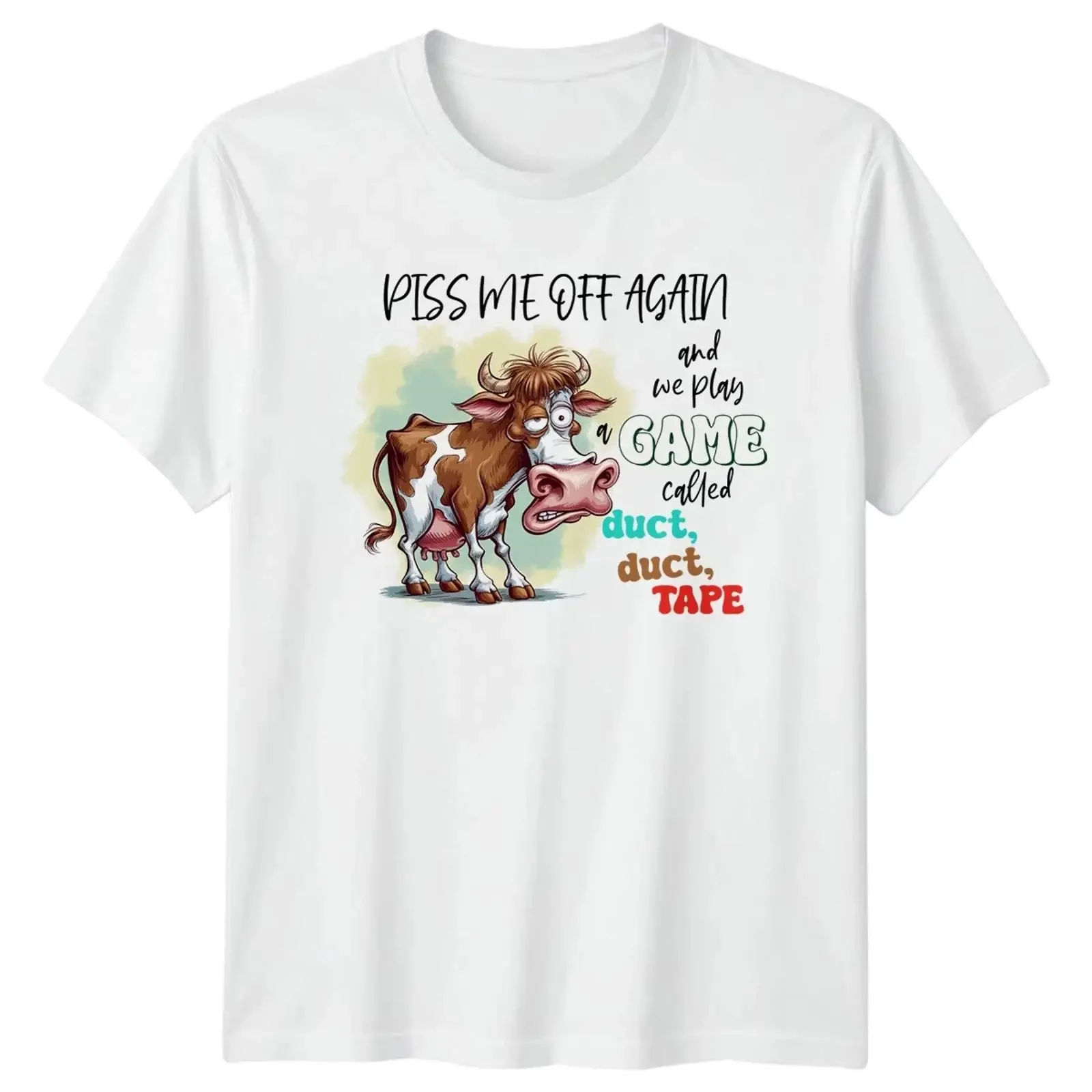 Piss Me Off Again And T Shirt Cow Lover Birthday for Him Her vintage Washed streetwear Soft Comfortable fashion Slightly