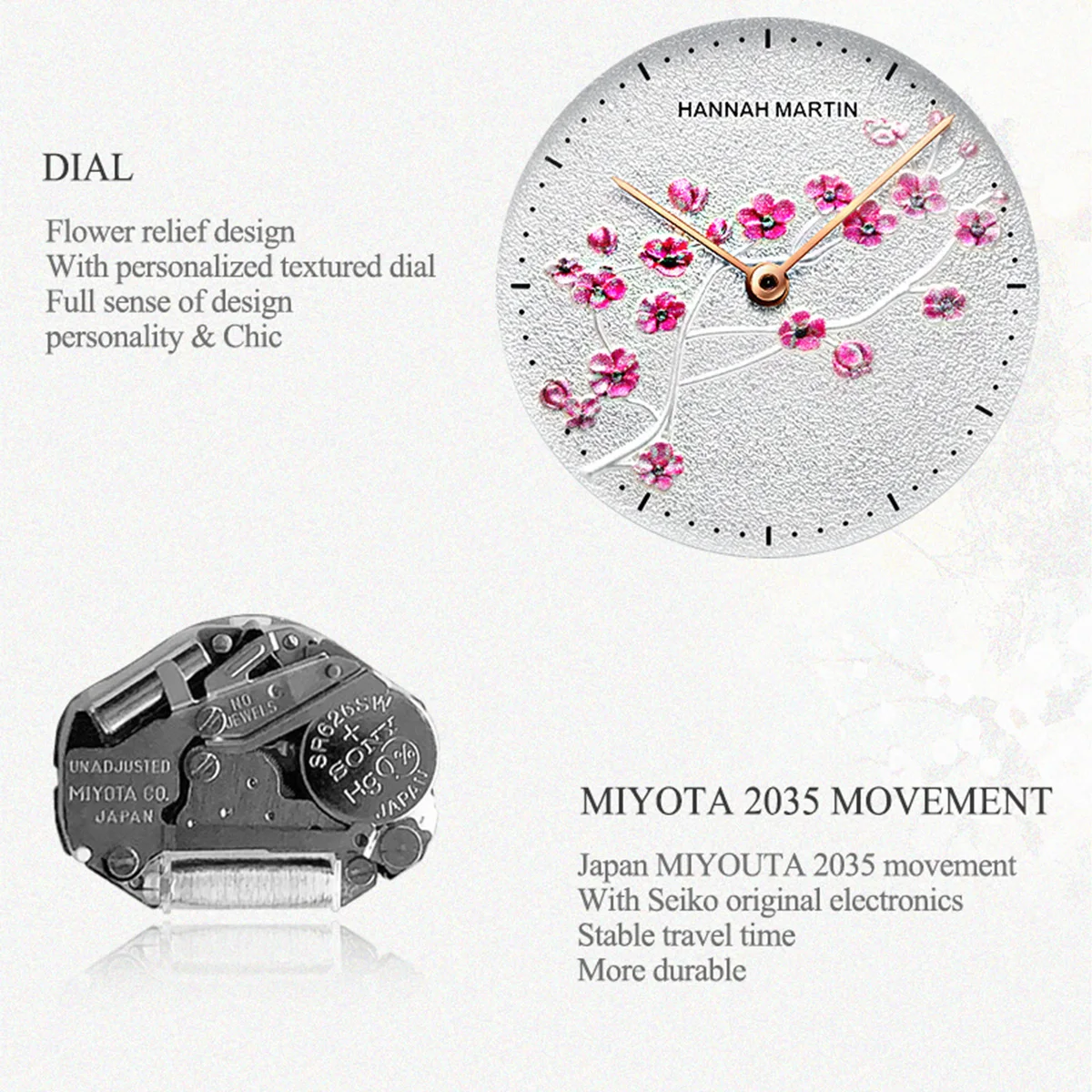 Japan Quartz Movement 10D Red Plum Blossom Genuine Leather Band Female Watch Ladies Wristwatches New Design Watches For Women