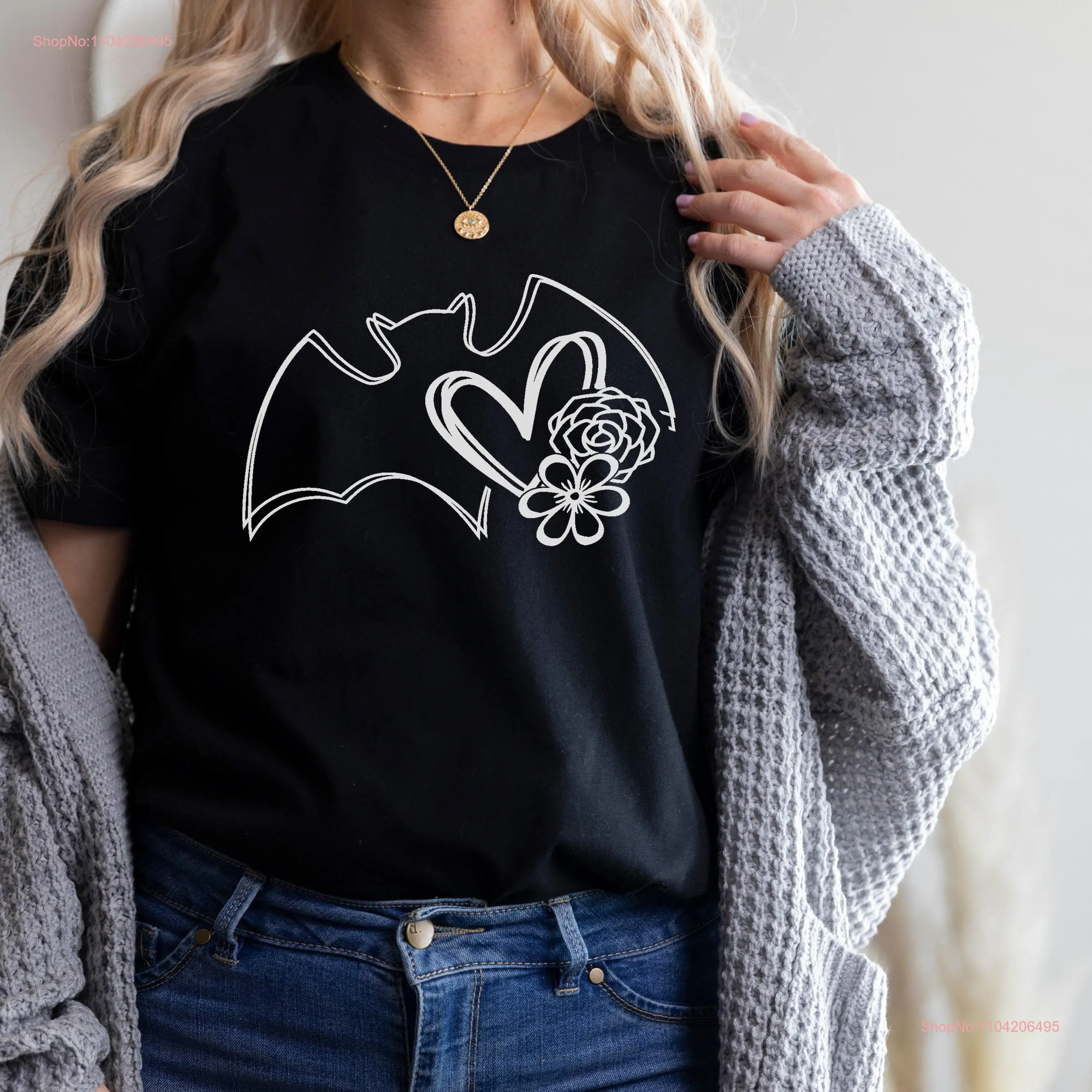 I Love Halloween Bats T Shirt for Women Pumpkin Purple Peach or Black Vampire Fall Cotton Oversized long or short sleeves