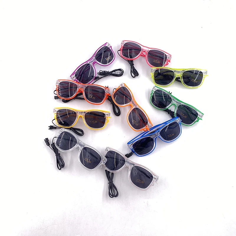 1PC leuchtende LED-Brille, leuchtende Sonnenbrille, EL-Draht, Neonbrille, leuchtet im Dunkeln, Partyzubehör, Neon-Partygeschenke für Kinder und