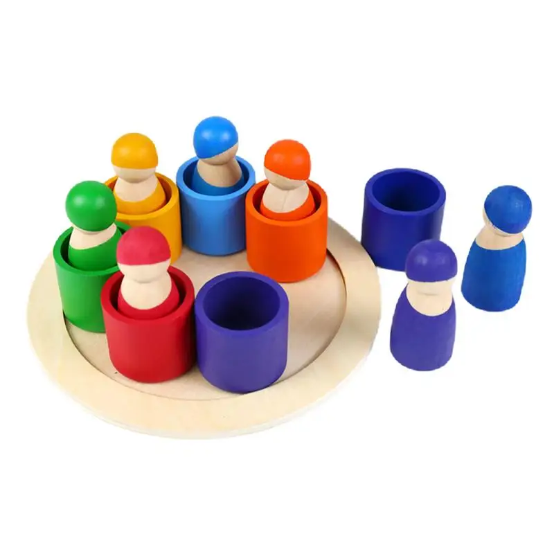 Kids Color Sorting Toys Boy Wooden Color Matching Nesting Doll Game Kids Preschool Wooden Matching Games For Boys Girls Kids