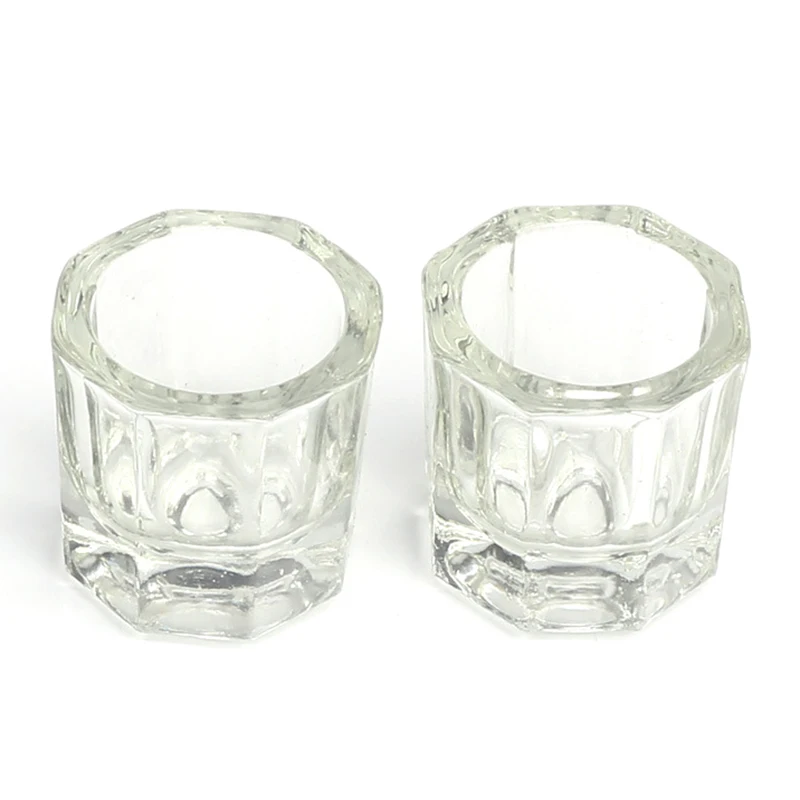 Vidro de cristal para misturar pó acrílico líquido copo de unhas dappen prato tampa tigela suporte de copo equipamentos ferramentas de unhas 1pc