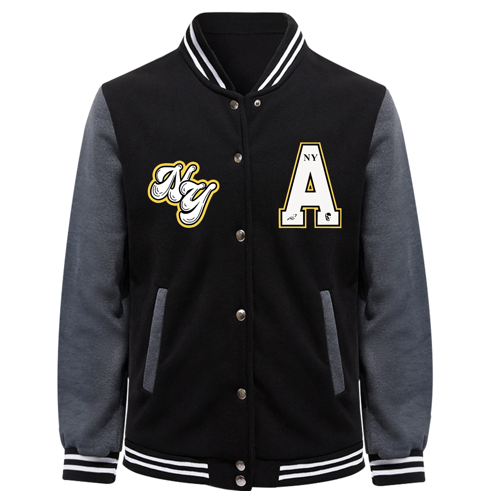 

Chasing Dreams In New York Jacket For Men Street Fleece Baseball Jersey Fashion Casual Coat Autumn Loose Unisex Retro Clothing