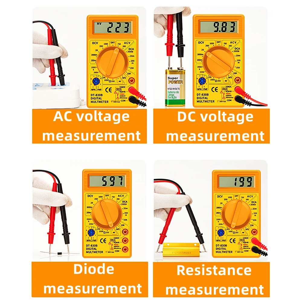 DT830B AC/DC LCD Digital Multimeter 750/1000 V Voltmeter Amperemeter Ohm Tester Hohe Sicherheit Handheld Meter Digital multimeter