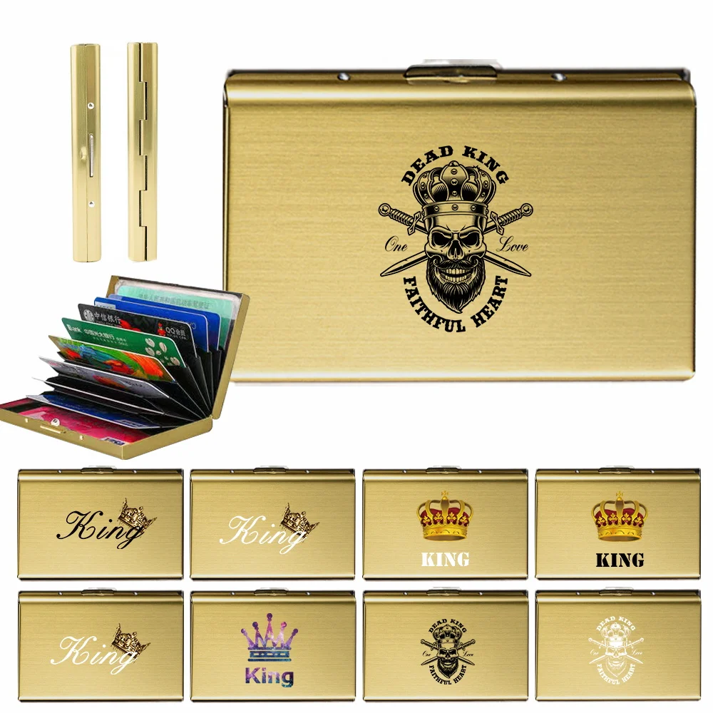 New Men's Anti-theft Swipe Storage Box New Simplicity Bank Card Credit Card Storage Metal Card Boxs King Pattern Series