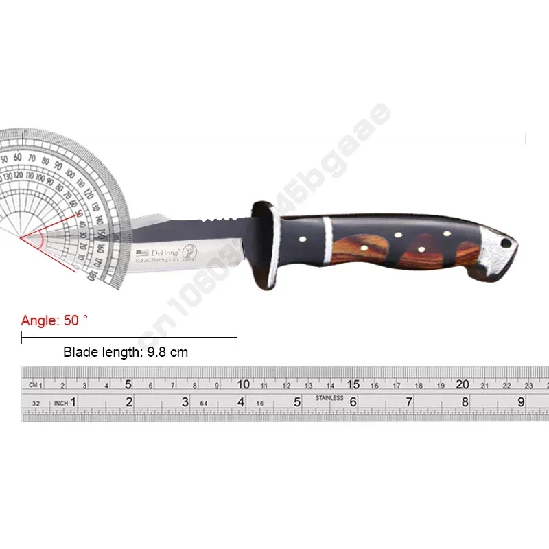 DEHONG USA Classic Tactical Hunting Straight Knife for outdoor fishing wilderness Adventure survival, jungle EDC tools