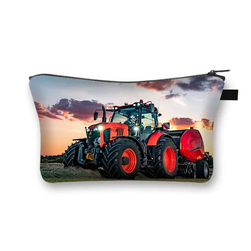 Play with Tractor Cosmetic Case Women Make Up Bag Organizer Farm Tractor Toiletries Bag Small Clutch Lipstick Girl Cosmetic Bags