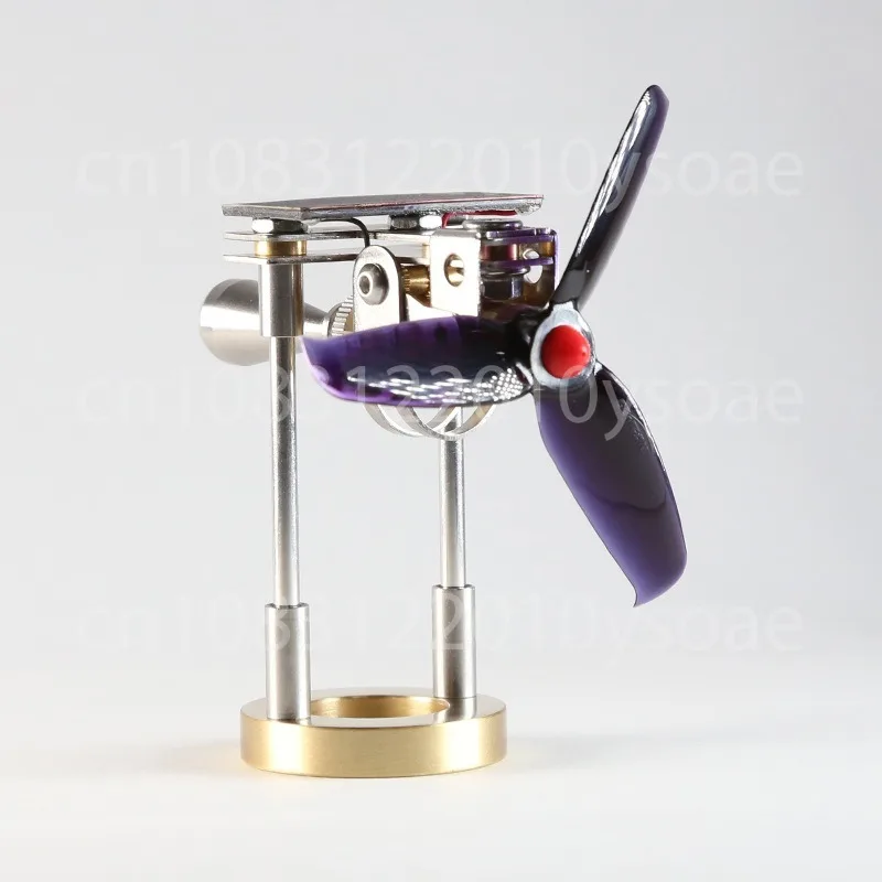 Solar Powered Windmill Model Kit Stainless Steel & Brass Desk Ornament Home Decor Wind Energy Educational Assembly Kit