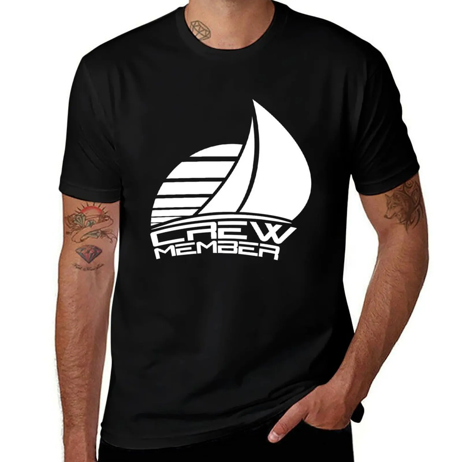 Футболка с логотипом Crew Member Text Sun Team Member Sailing Fun, летний топ, футболки большого размера, мужская рубашка Croswit, мужские футболки
