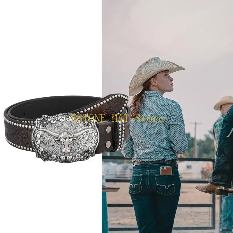 

49MF мужской пояс женский ковбойский джинсовый пояс на Хэллоуин нарядный пояс костюм поясной ремень