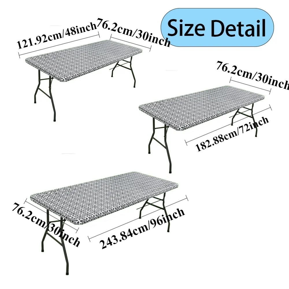 PEVA Rectangle Vinyl TableClothes Elastic Fitted Tablecloth Waterproof Oil Resistant Table Cover Outdoor Tables Picnic Camping