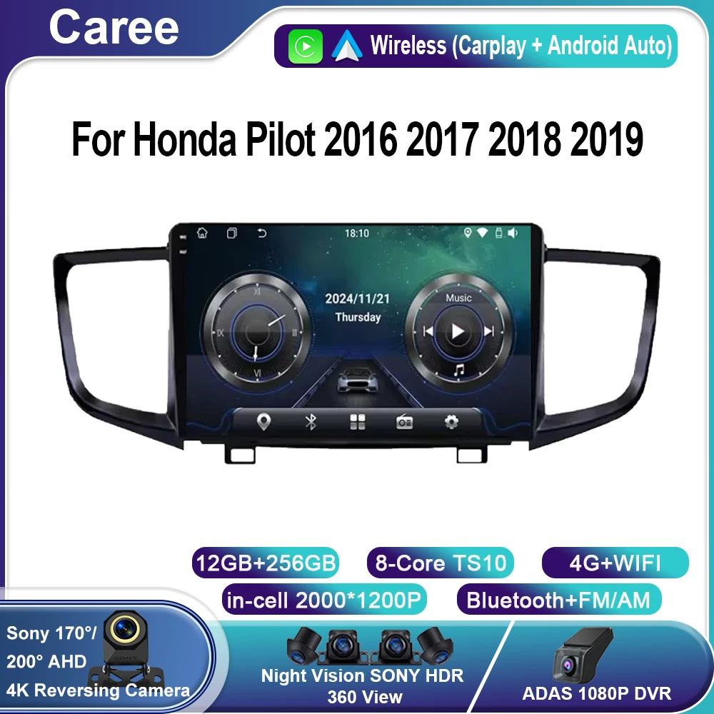 

Android 14 For Honda Pilot 2016 2017 2018 2019 Car Radio Multimedia Player GPS Navigation Audio DSP Stereo Carplay WIFI No Din