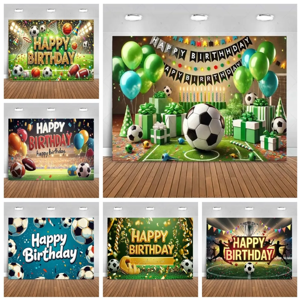 

Boys' Football Field Themed Birthday Party Banner Backdrop, Adult and Children's Birthday Party Decoration Photography Backdrop