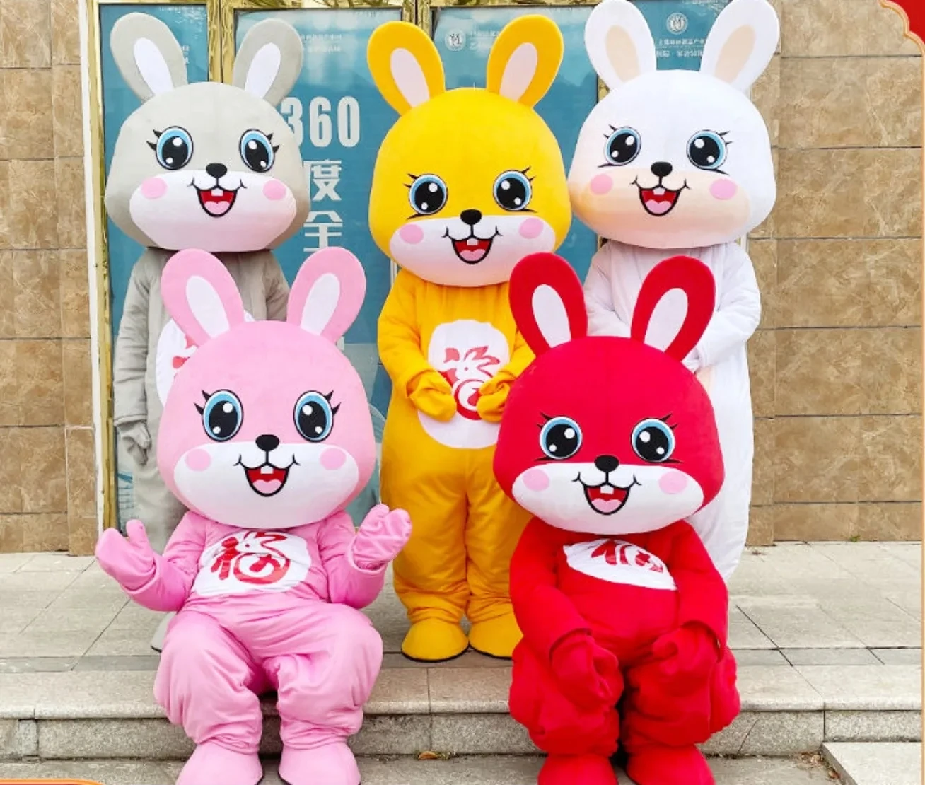 Disfraz de Mascota de conejo, conjunto de actuación de dibujos animados de muñeca, Carnaval de Pascua