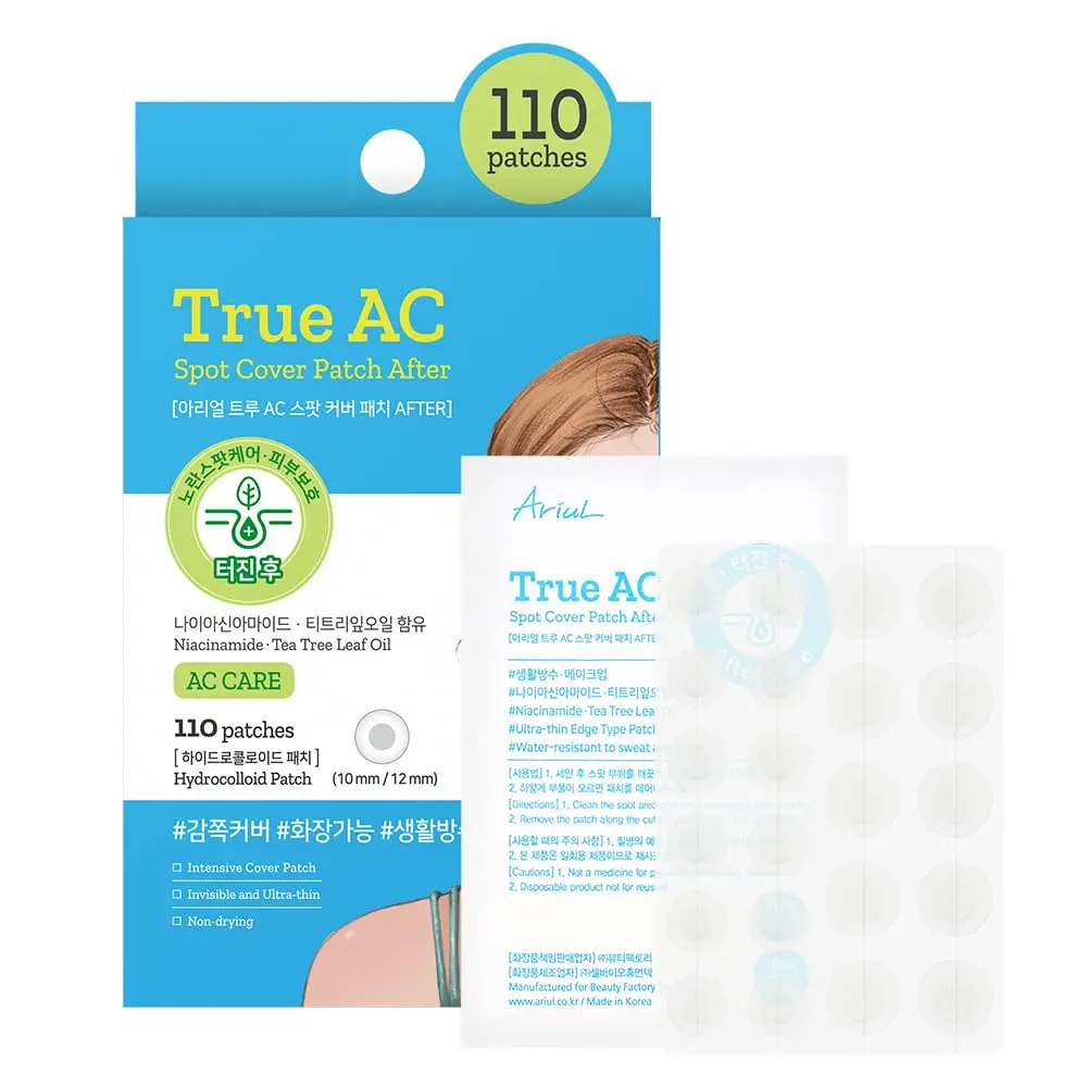 Hydrocolloid Acne Patches with Niacinamide & Tea Tree, Invisible Cover, 110 Count (10mm x 60 + 12mm x 50)