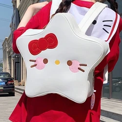 Sanrio Hello Kitty Pentagram Backpack Kawaii Cartoon Backpack Star Bag Fashion PU Schoolbag For Girl Birthday Gift