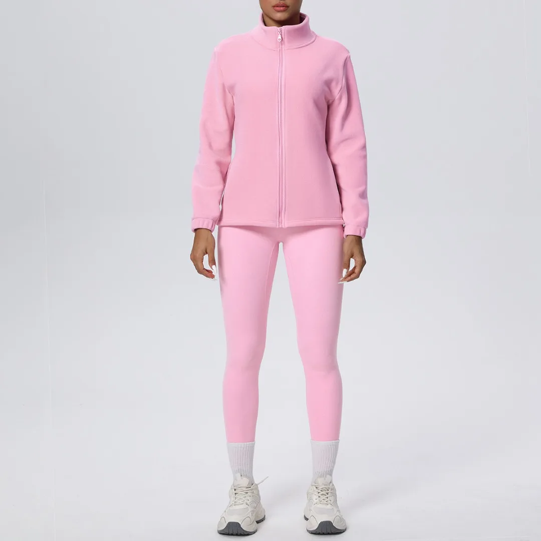 

Осень-зима, новая толстовка на флисовой подкладке, куртка на молнии, утолщенный теплый спортивный комплект на открытом воздухе, костюм для бега, фитнеса, йоги для женщин