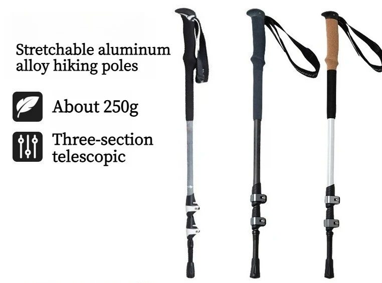 Aluminum Alloy Mountaineering Outdoor Hiking Aluminum Alloy Ultra Light Retractable Portable Lock Rod Mountaineering Rod