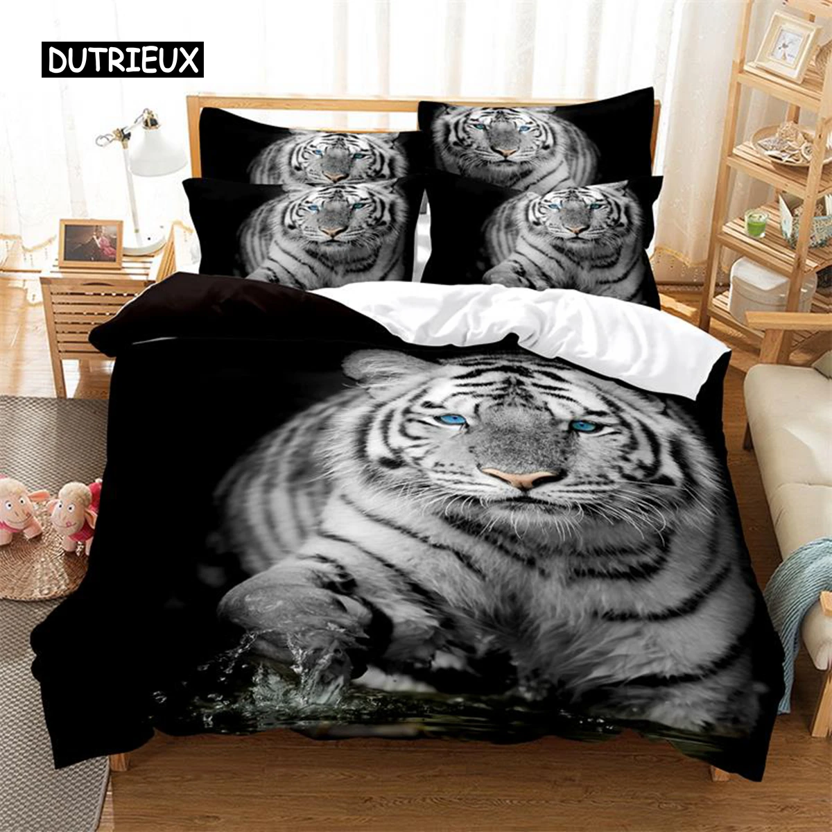 

White Tiger Bedding Set Duvet Cover Set 3d Bedding Digital Printing Bed Linen Queen Size Bedding Set Fashion Design