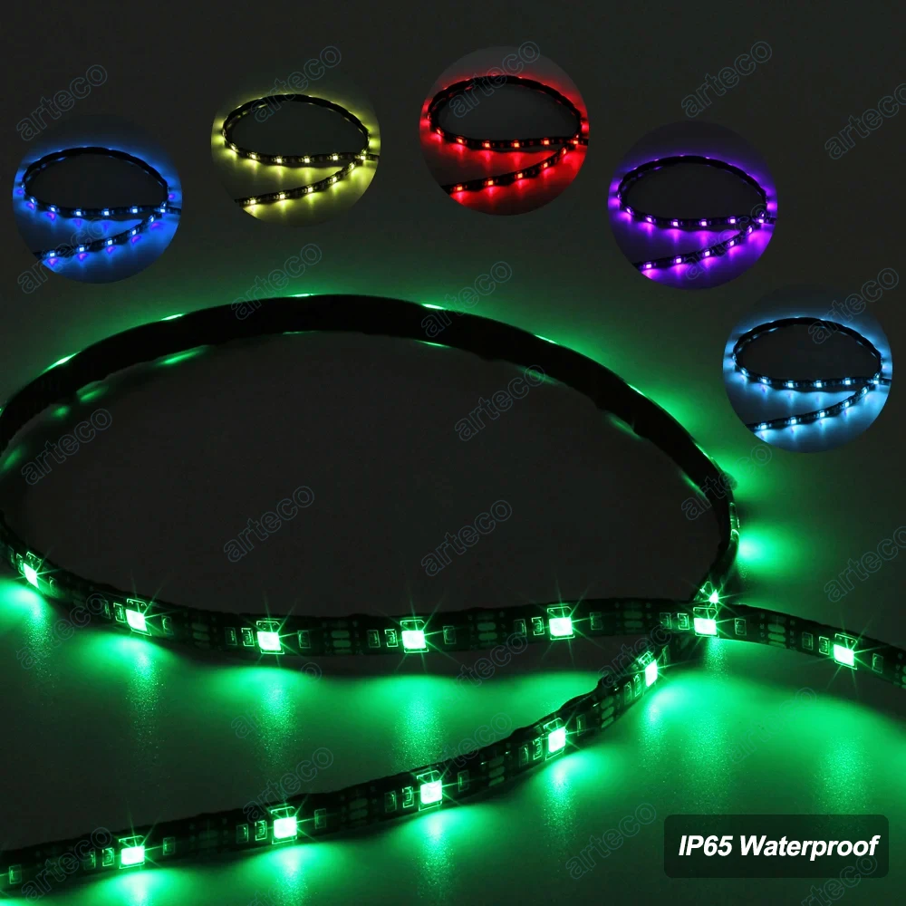 Imagem -06 - Bateria Powered Led Strip Light Rgb Fita Flexível Ribbon Lamp tv Back Light Scooter Iluminação de Bicicleta 17 Key rf Control Usb