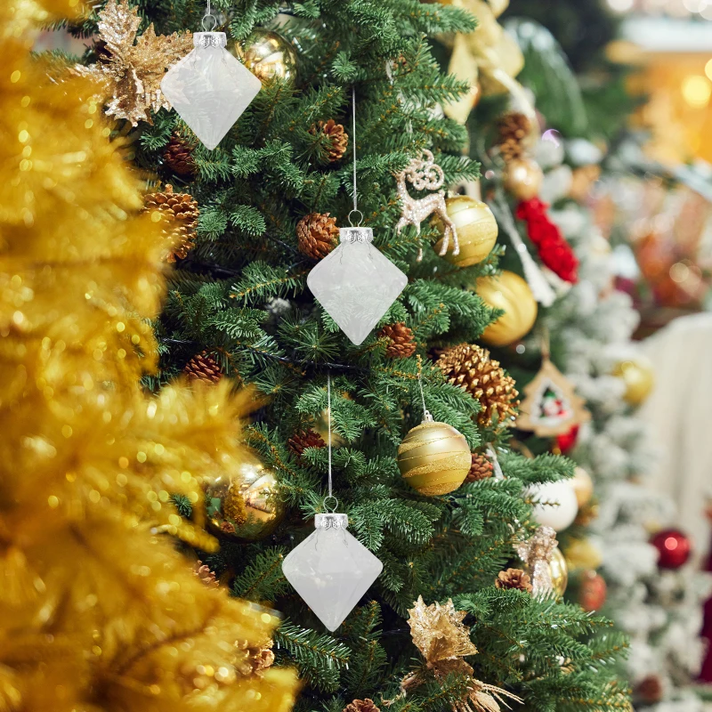 

12PCS Diamond Shaped Christmas Balls Transparent Fillable Decorations Holiday Party Supplies Nament Balls Christmas Pendant