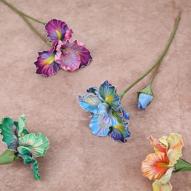 10 Stück/Set Künstliche Blumen 2-Kopf-Iris für Heimdekoration, Hochzeits-Blumenarrangements, Party-Tischdekoration, EVA-Kunstblumen Iris – Detail 8
