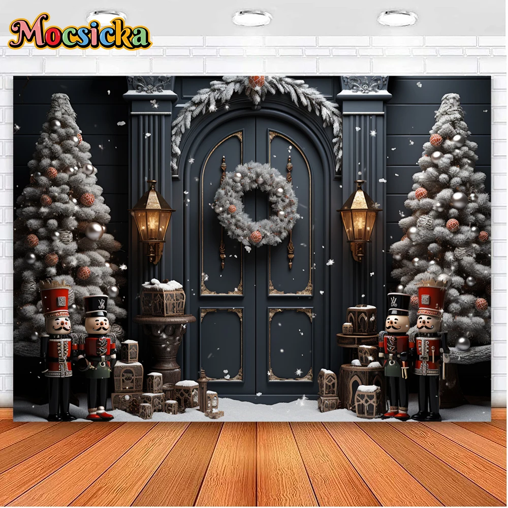 Mocsicka Winter Christmas Photography Backgrounds Toys Shop Xmas Tree Holiday Party Family Portrait Photo Backdrops Studio Props