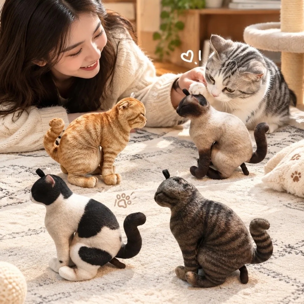 Simulation Design Cat Plush Charm Compact Lightweight Abstract Cat Doll PP Cotton Filled Soft Plush Cute Bag Charm