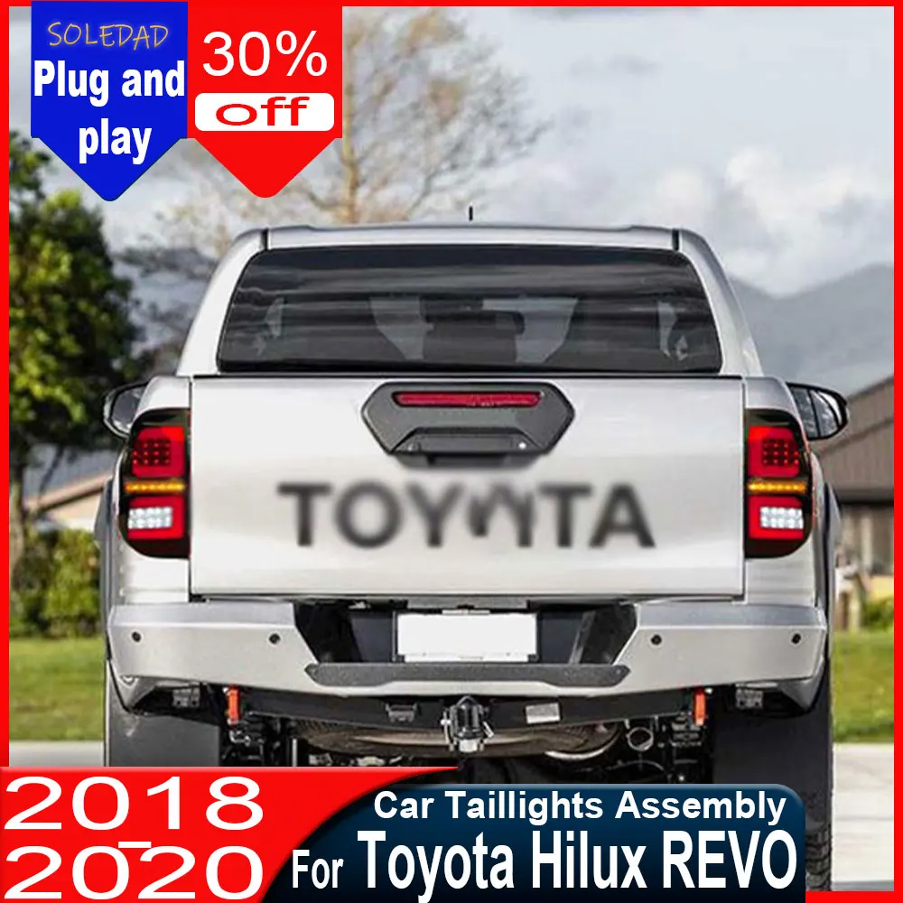 Car taillight for Toyota Hilux Taillights 2015 2016 2017 2018 2019 2020 2021 Tail Lamp Rear DRL Fog Brake Reversing Turn Signal