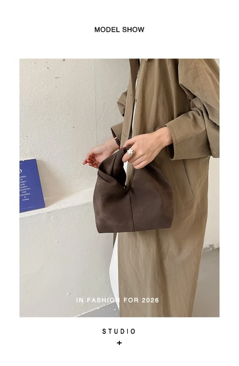 CEEKAY Wildleder-Handtasche im Hobo-Stil mit Perlenanhänger, Metallring, dünnem Riemen, vielseitig einsetzbar für den Alltag, Pendeln und Freizeit, große Kapazität – Detail 3
