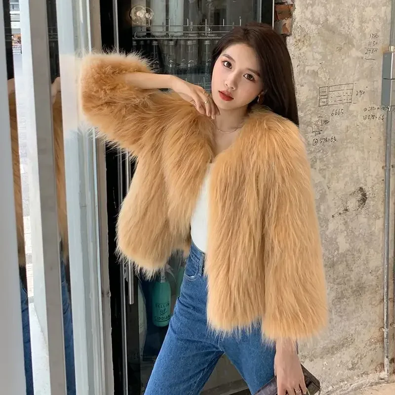 Raccoon Hair Women's Mid-length 2024 New Temperament Fox Fur Coat Young Fashion Loose Fit Jaqueta Feminina Inverno