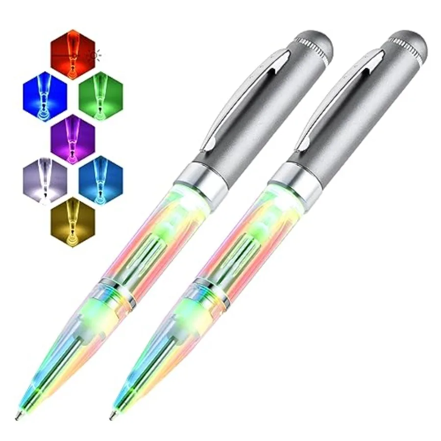 

7 Colo in 1 Pen with Light for Writing in the Dark Mult Changing Led Light Up Pen for Adults and Unique Gift Writing Ballpoint
